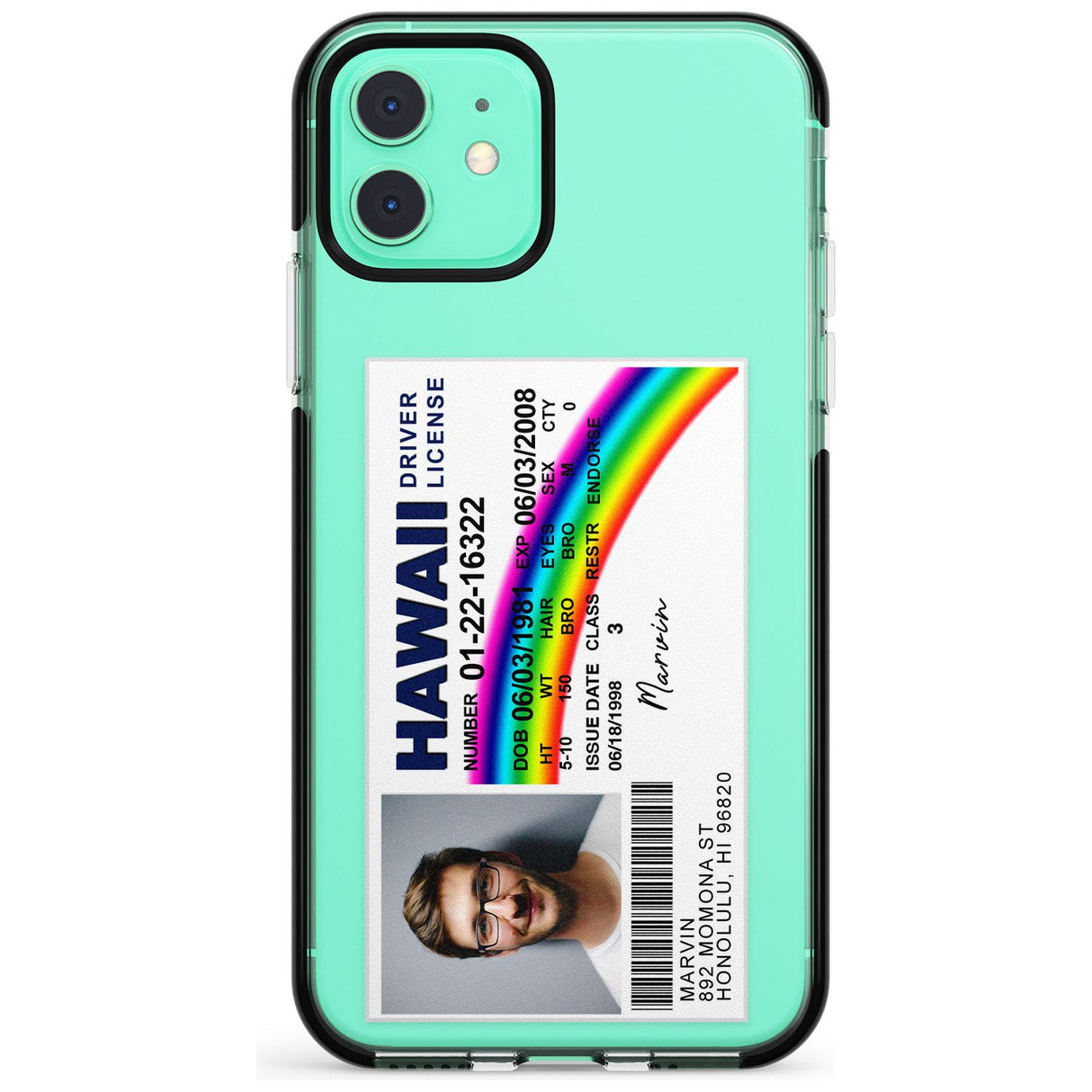 Personalised Hawaii Driving License Black Impact Phone Case for iPhone 11 Pro Max