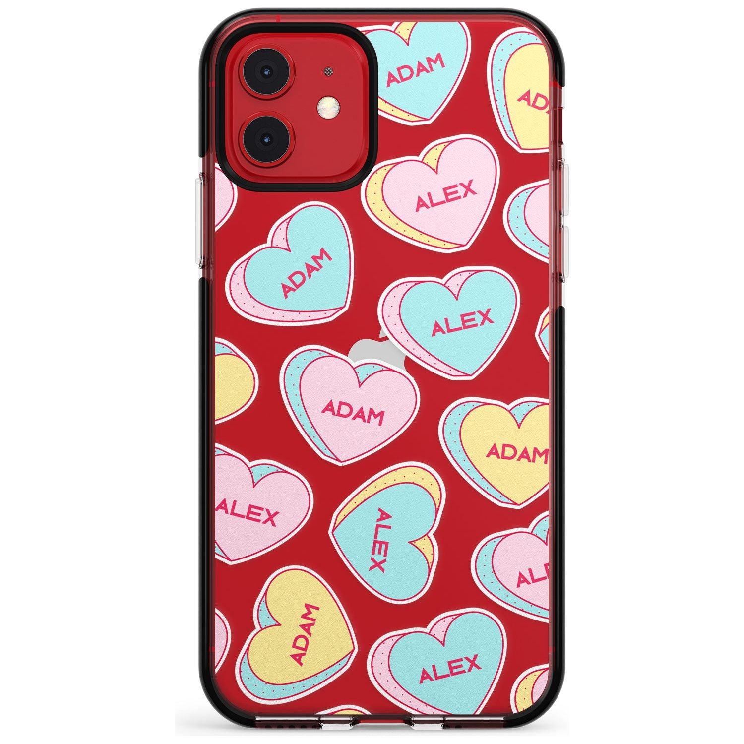 Custom Text Love Hearts Pink Fade Impact Phone Case for iPhone 11 Pro Max