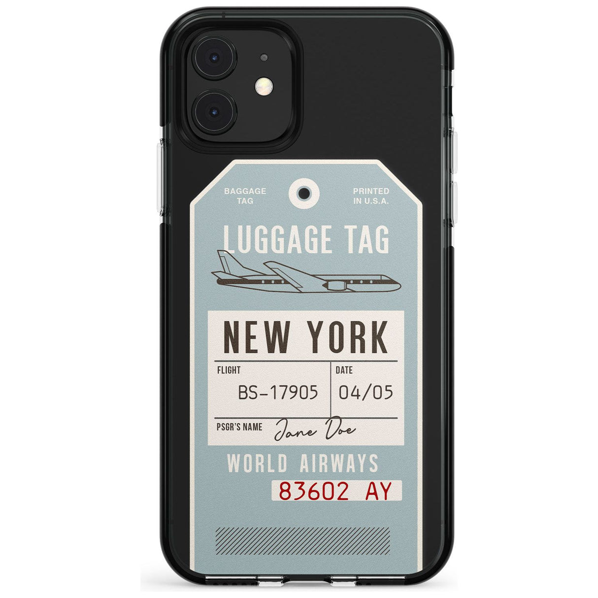 Custom Vintage USA Luggage Tag Pink Fade Impact Phone Case for iPhone 11 Pro Max