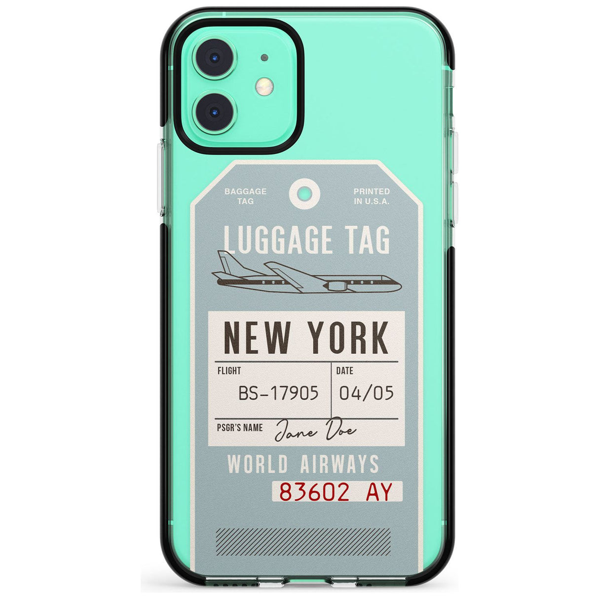 Custom Vintage USA Luggage Tag Pink Fade Impact Phone Case for iPhone 11 Pro Max