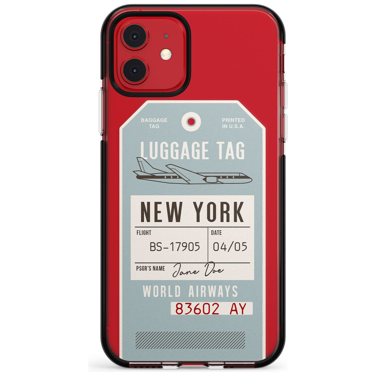 Custom Vintage USA Luggage Tag Pink Fade Impact Phone Case for iPhone 11 Pro Max