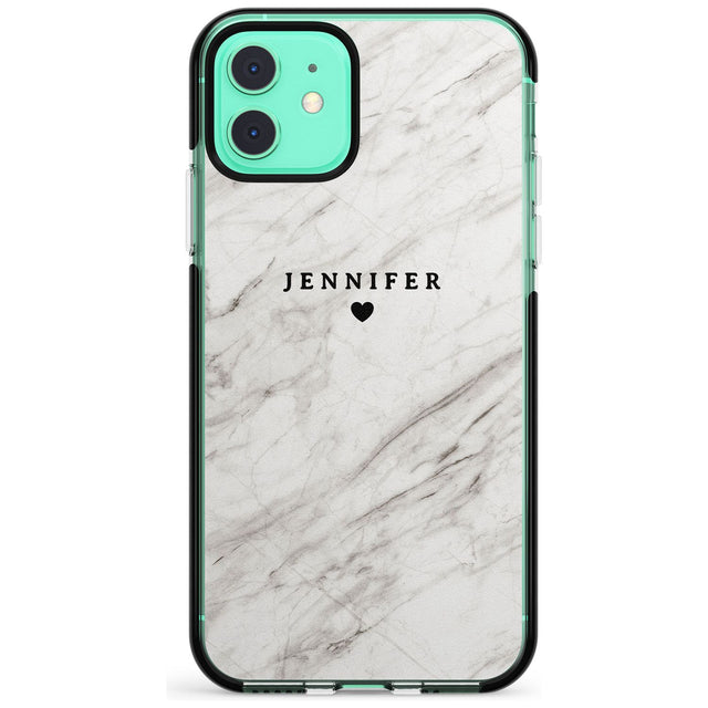 Personalised Light Grey & White Marble Pink Fade Impact Phone Case for iPhone 11 Pro Max