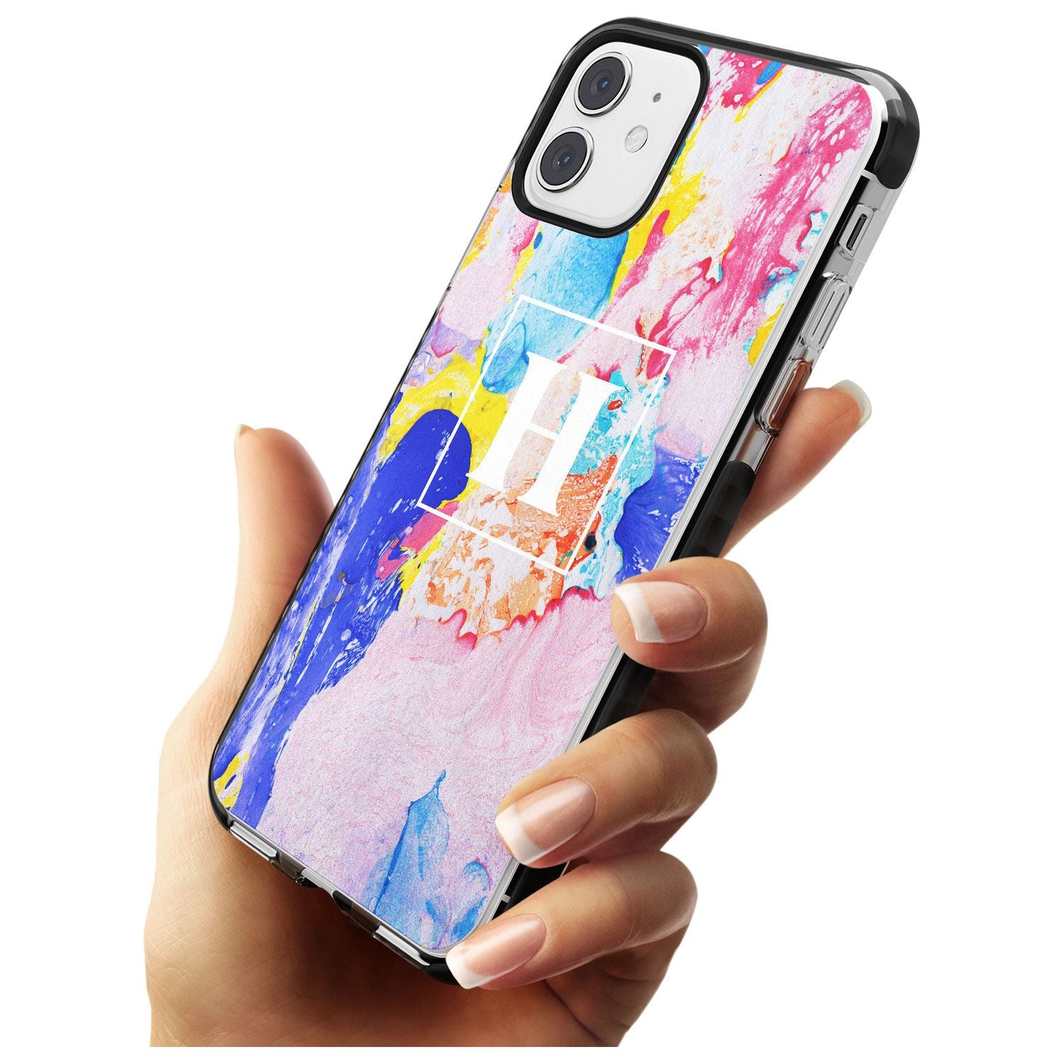 Mixed Pastels Custom Marbled Paper Black Impact Phone Case for iPhone 11