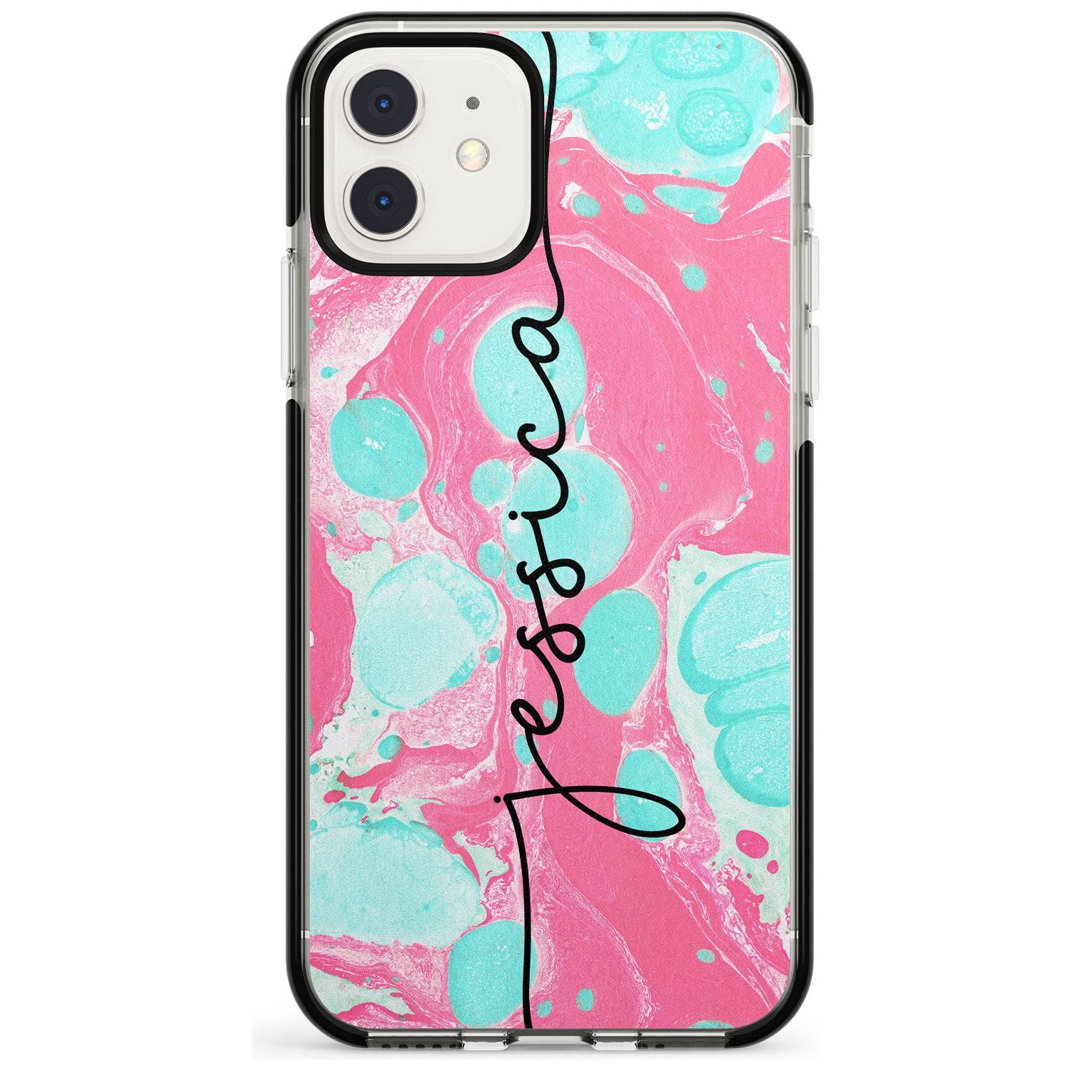 Turquoise & Pink - Marbled iPhone Case  Black Impact Custom Phone Case - Case Warehouse
