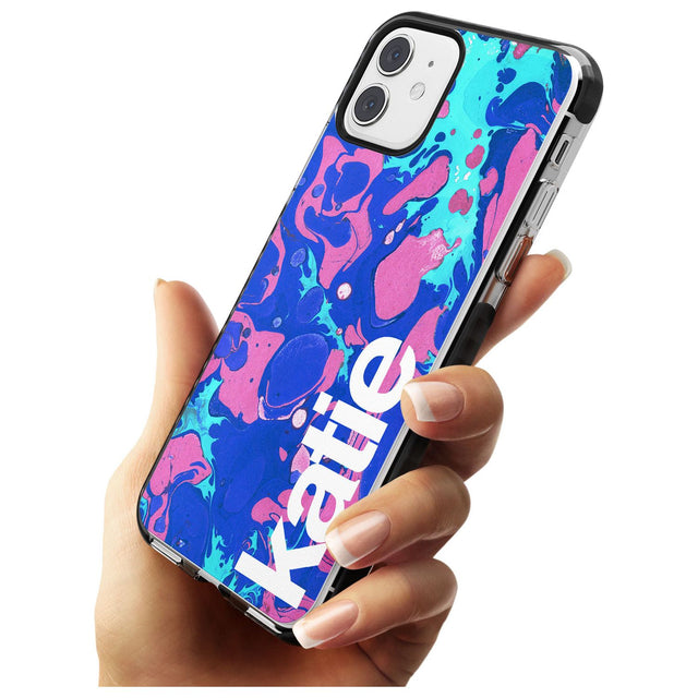 Navy, Turquoise + Purple - Marbled iPhone Case   Custom Phone Case - Case Warehouse