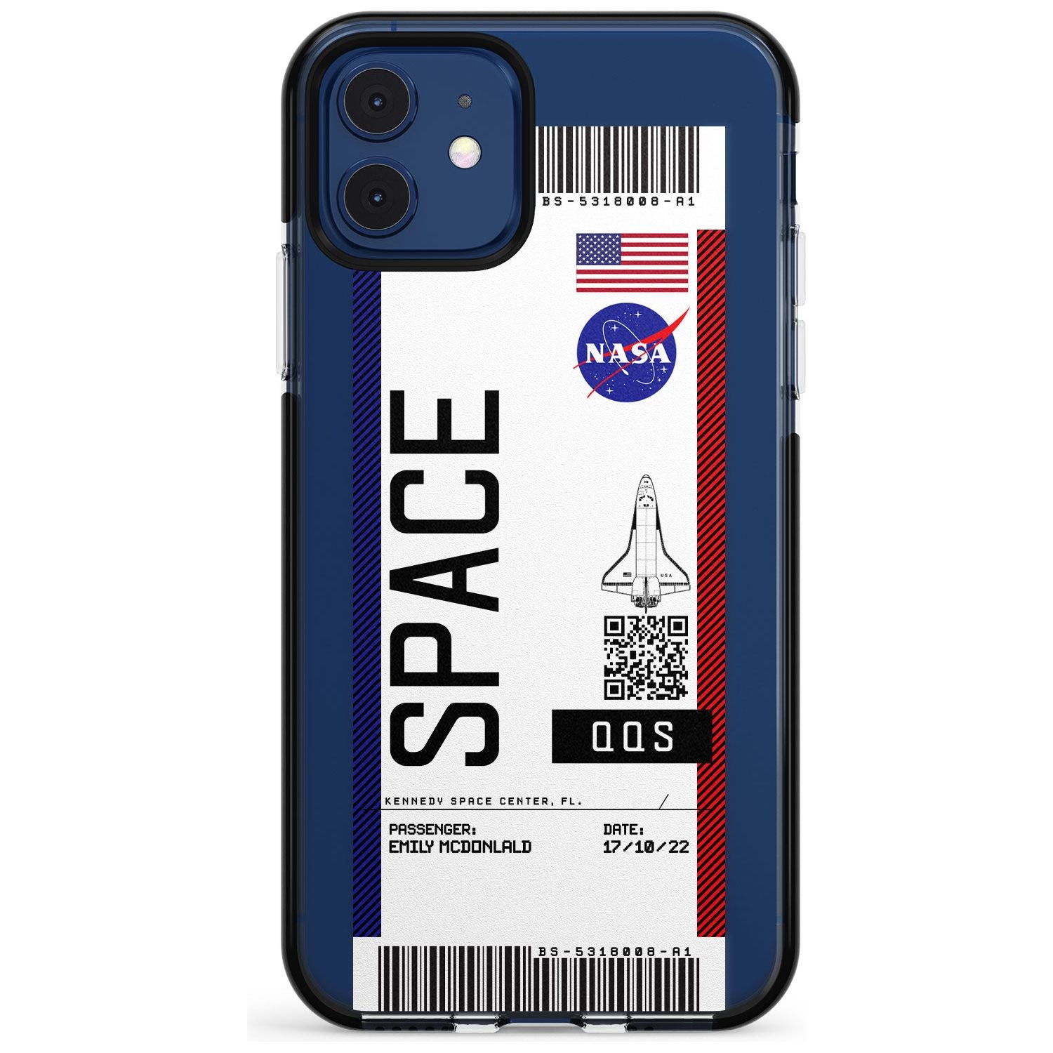 Personalised NASA Boarding Pass (Light) Black Impact Phone Case for iPhone 11 Pro Max