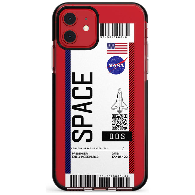 Personalised NASA Boarding Pass (Light) Black Impact Phone Case for iPhone 11 Pro Max