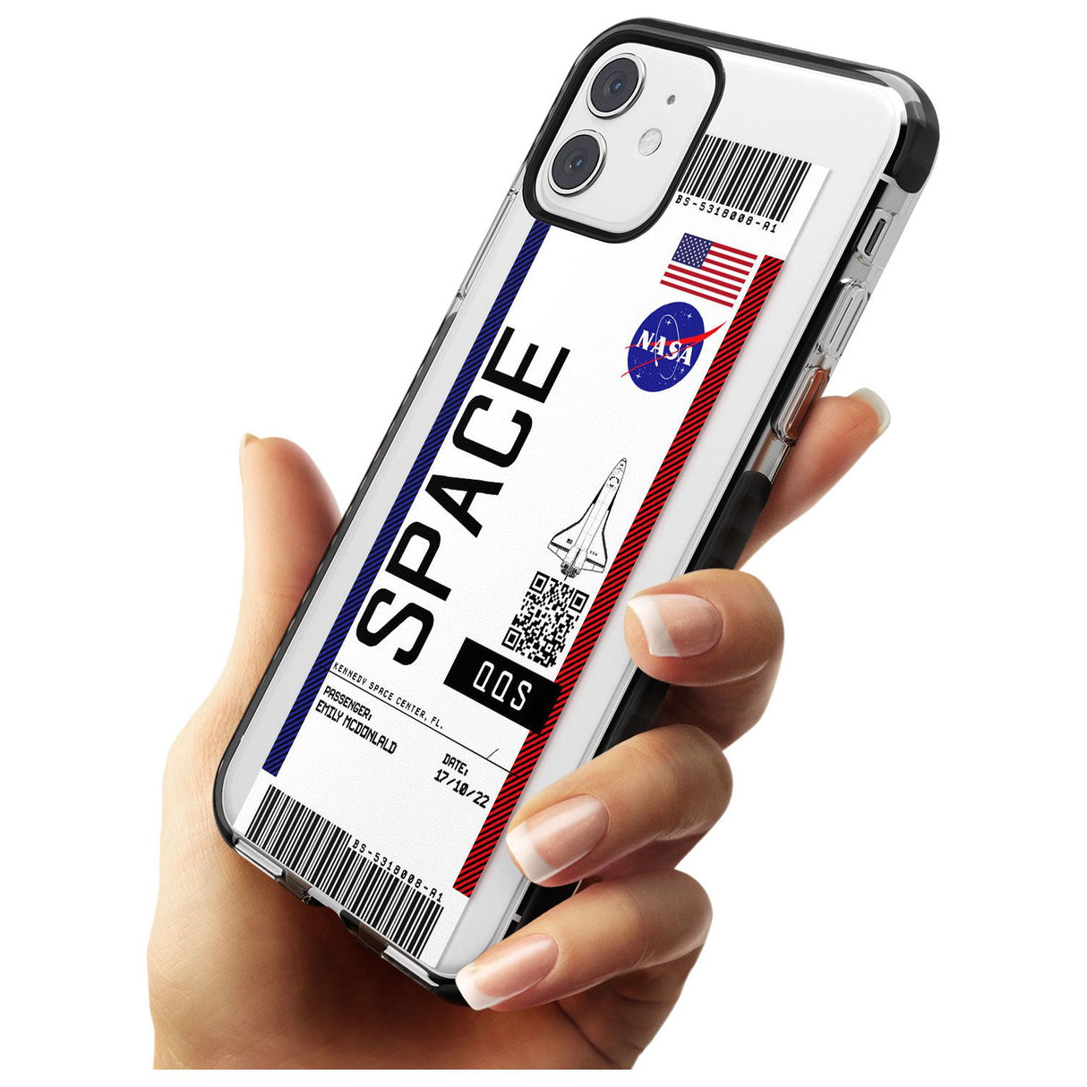 Personalised NASA Boarding Pass (Light) Black Impact Phone Case for iPhone 11 Pro Max