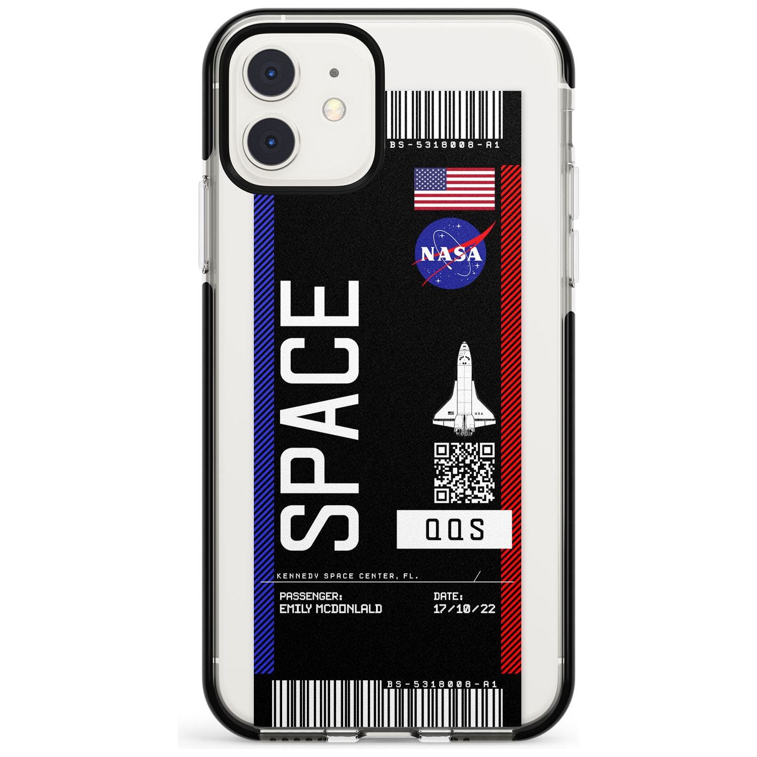 Personalised NASA Boarding Pass (Dark) Black Impact Phone Case for iPhone 11 Pro Max