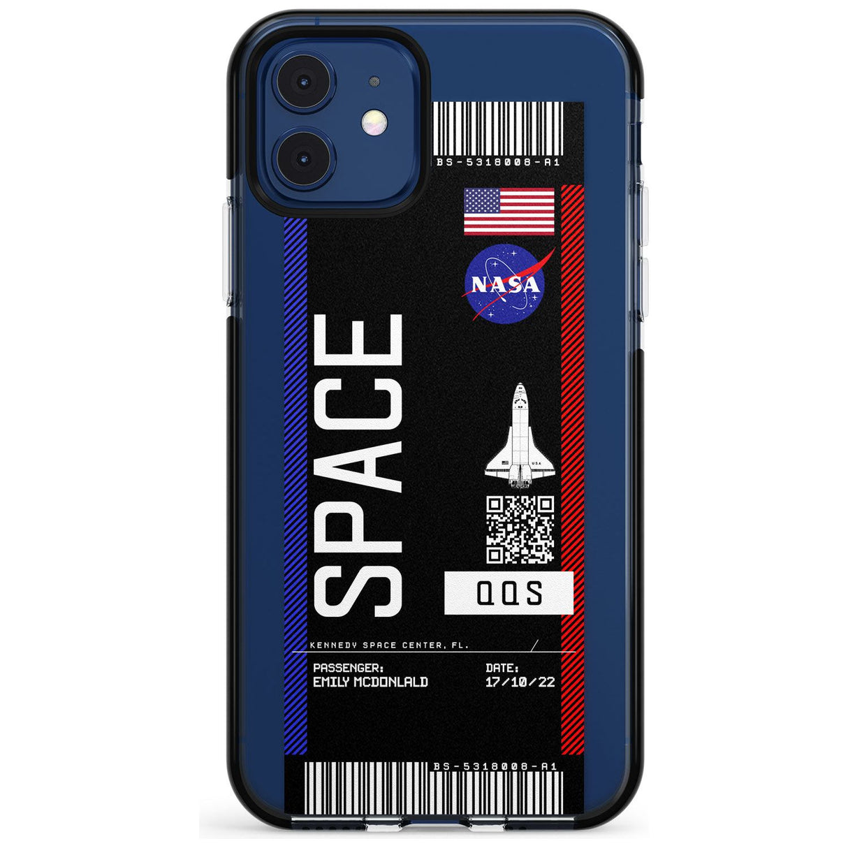 Personalised NASA Boarding Pass (Dark) Black Impact Phone Case for iPhone 11 Pro Max