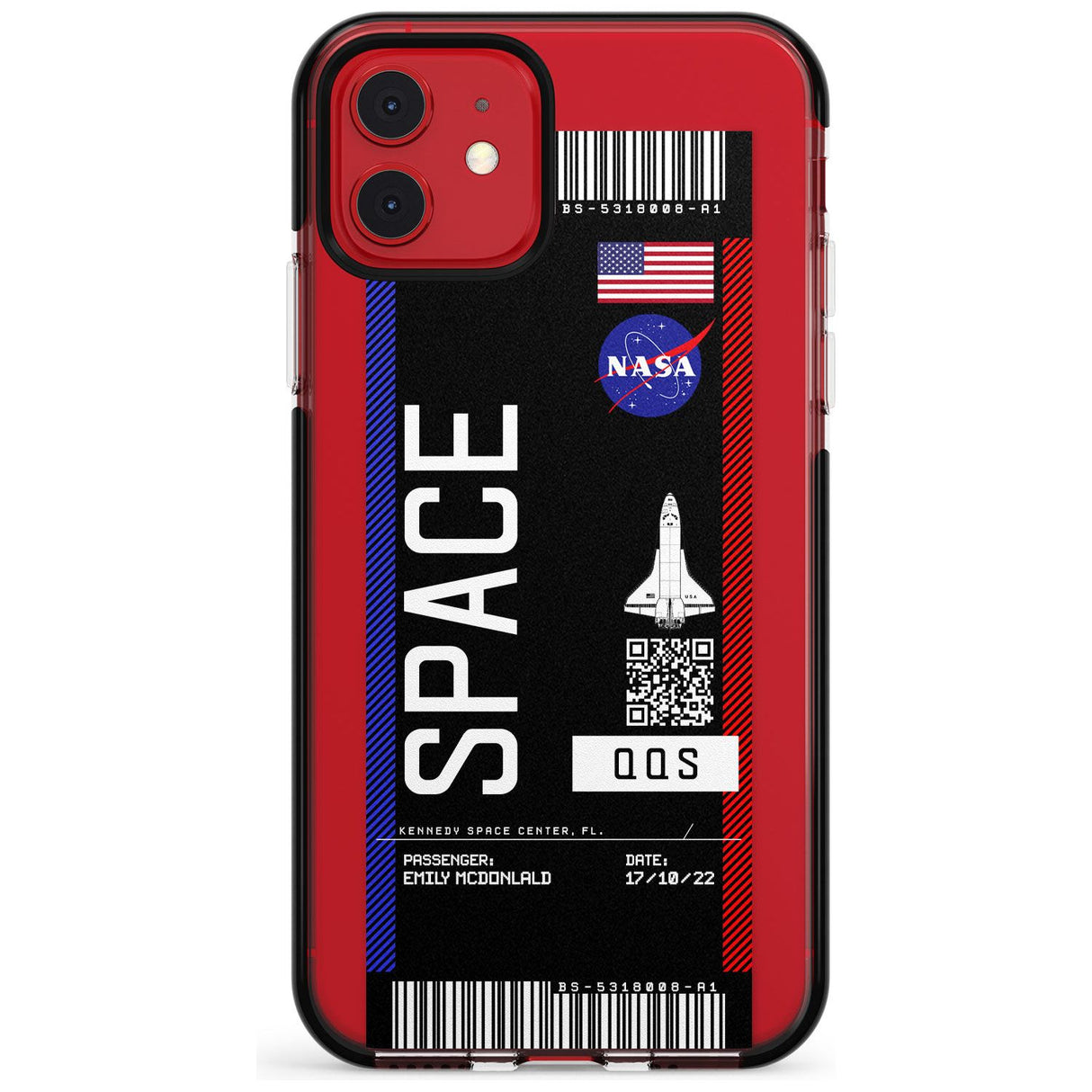 Personalised NASA Boarding Pass (Dark) Black Impact Phone Case for iPhone 11 Pro Max