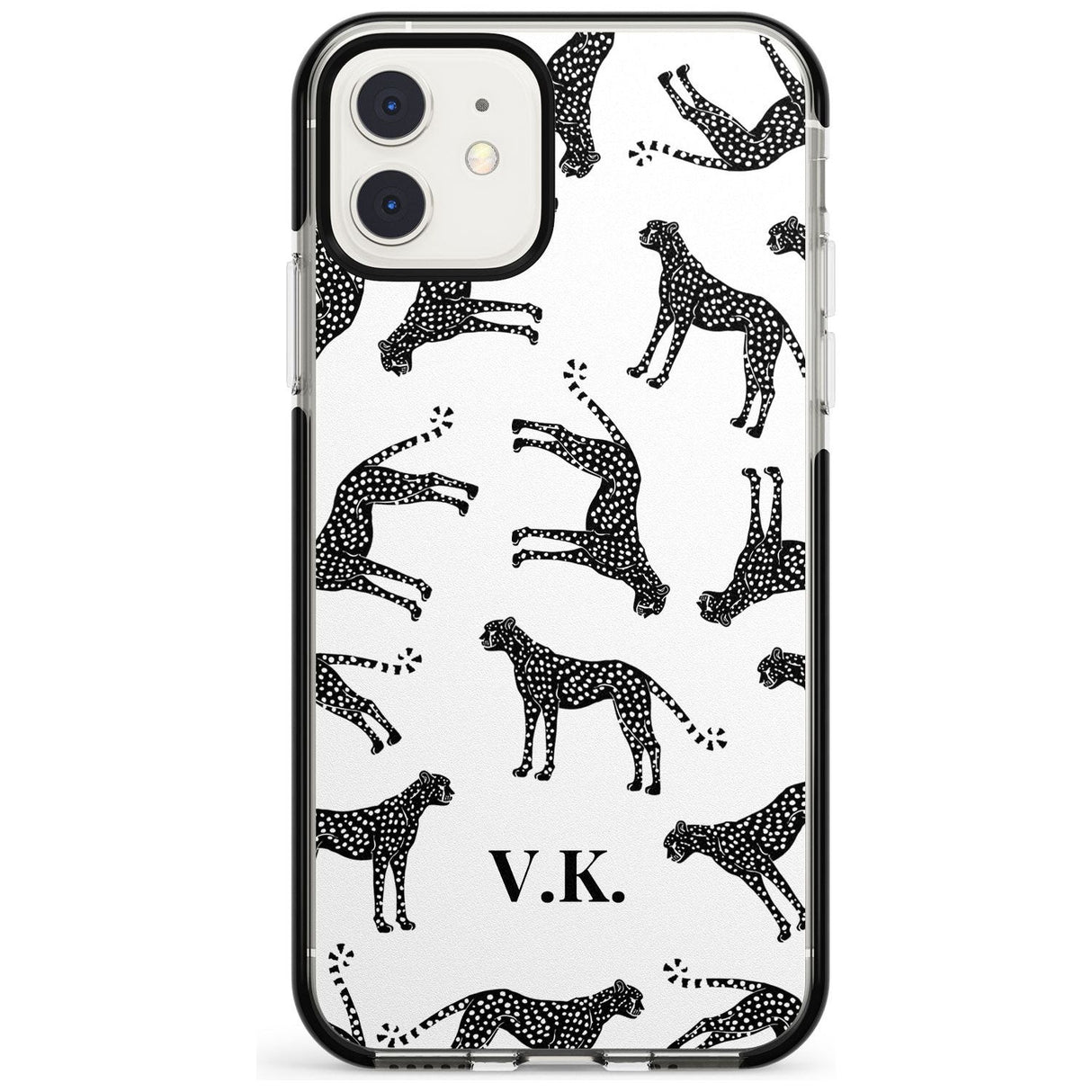 Personalised Cheetah Pattern: Black & White Pink Fade Impact Phone Case for iPhone 11 Pro Max