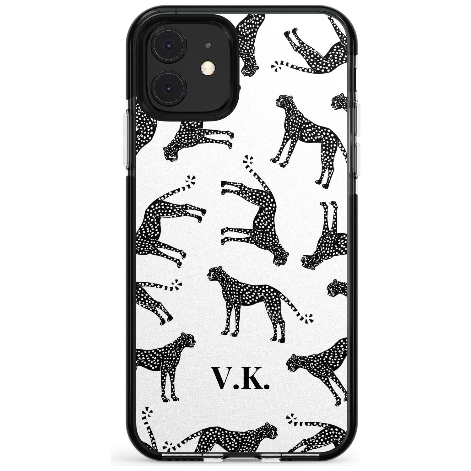 Personalised Cheetah Pattern: Black & White Pink Fade Impact Phone Case for iPhone 11 Pro Max