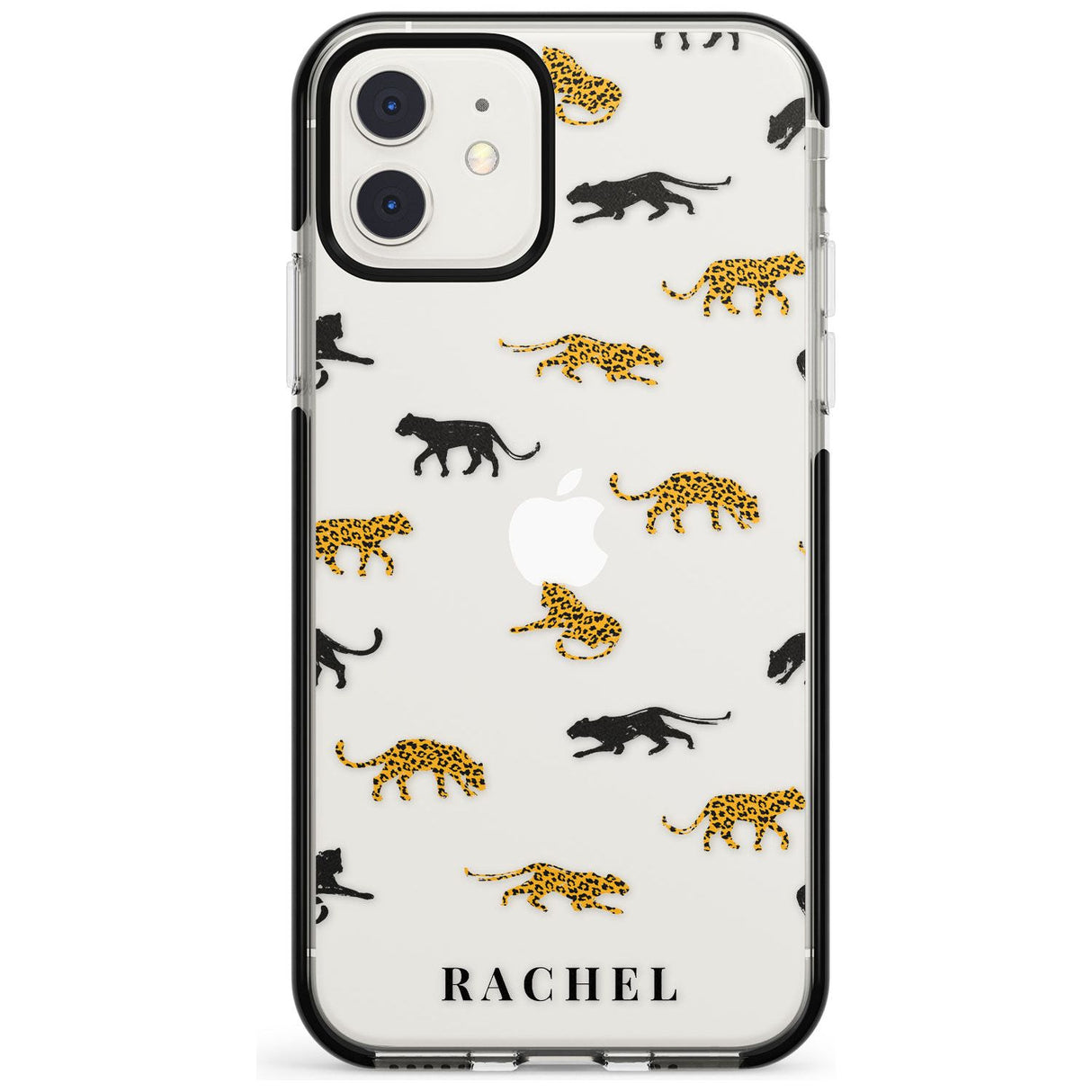 Personalised Jaguar Pattern on Transparent Black Impact Phone Case for iPhone 11