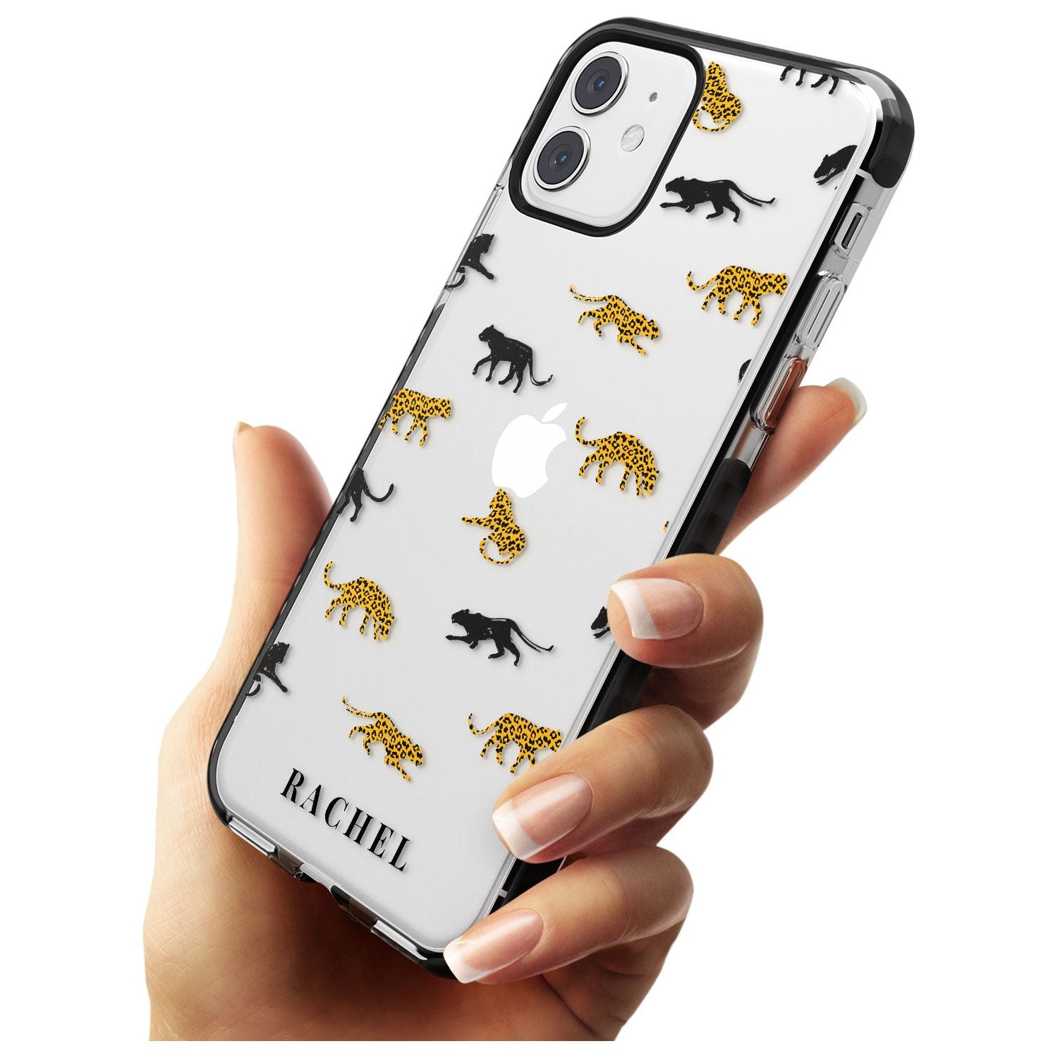 Personalised Jaguar Pattern on Transparent Black Impact Phone Case for iPhone 11