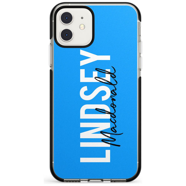 Bold Custom Name: Blue Black Impact Phone Case for iPhone 11