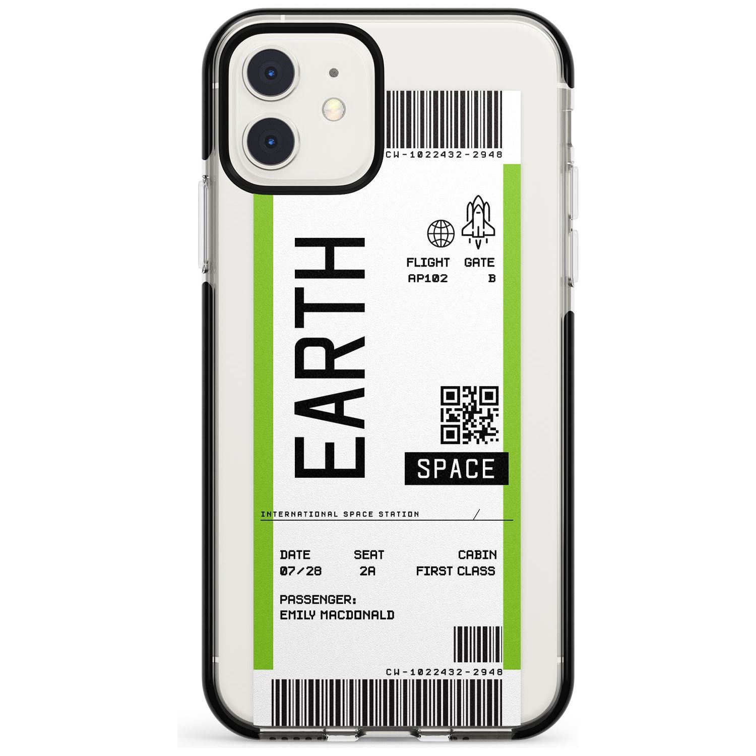 Earth Custom Space Travel Ticket iPhone Case  Black Impact Custom Phone Case - Case Warehouse