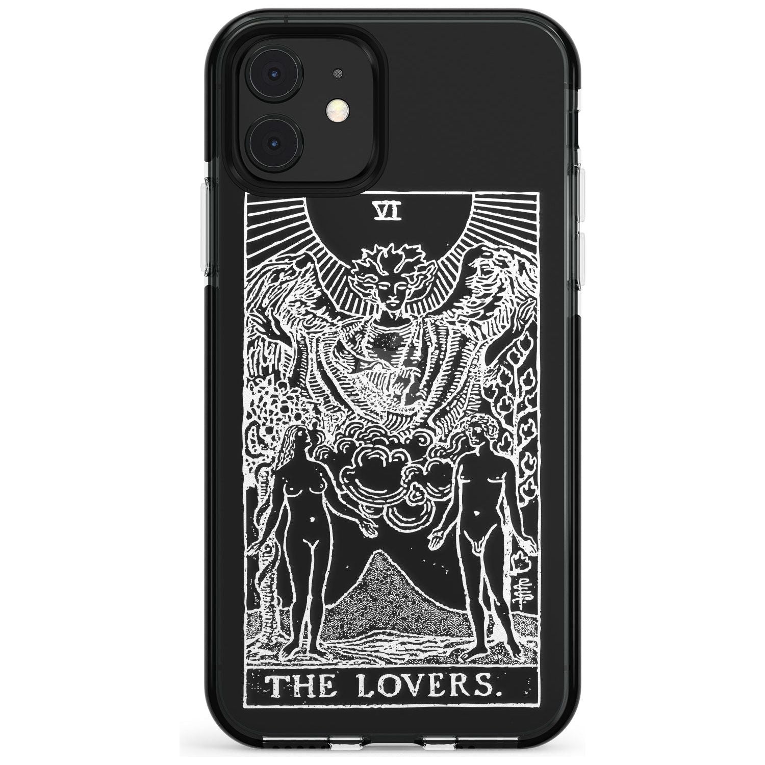 The Lovers Tarot Card - White Transparent Pink Fade Impact Phone Case for iPhone 11 Pro Max