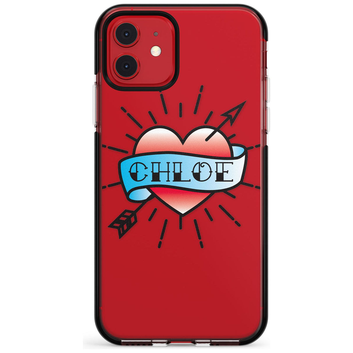 Custom Heart Tattoo Pink Fade Impact Phone Case for iPhone 11 Pro Max