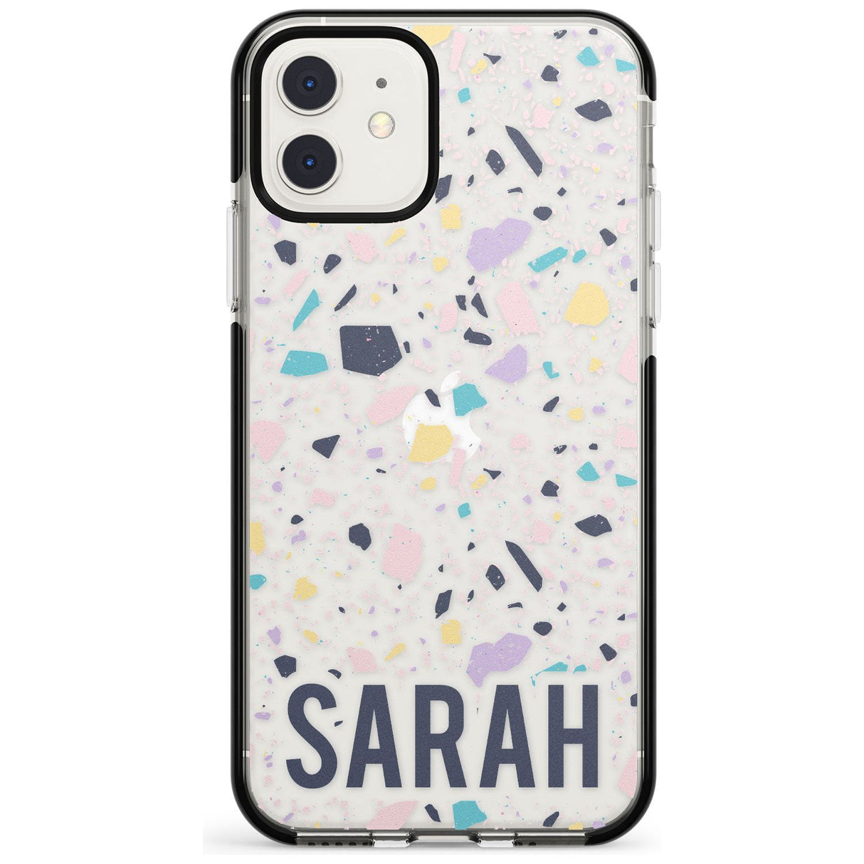 Customised Terrazzo - Pink, Purple, Blue Black Impact Phone Case for iPhone 11