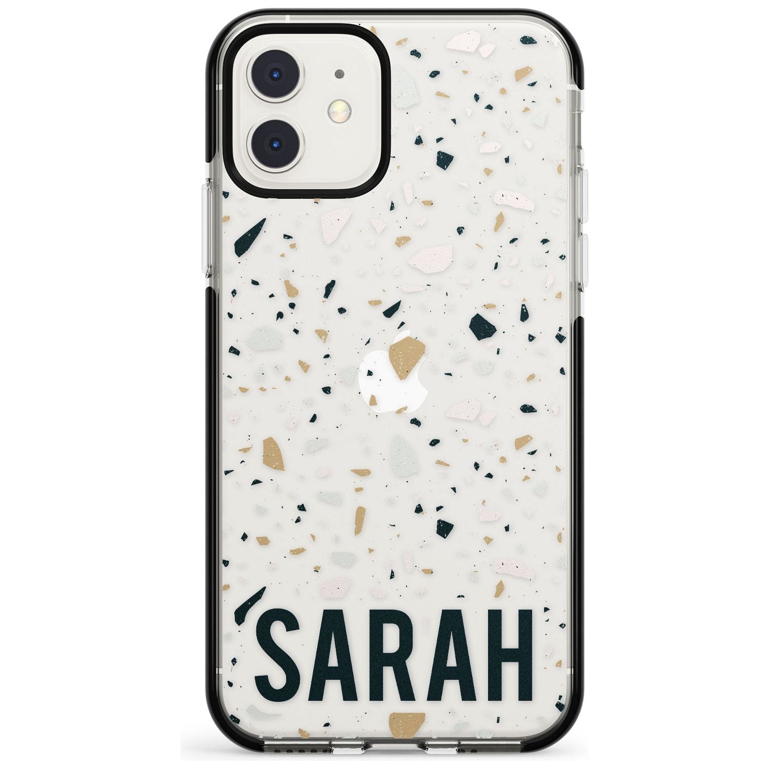 Customised Terrazzo - Blue, Pink, Brown Black Impact Phone Case for iPhone 11