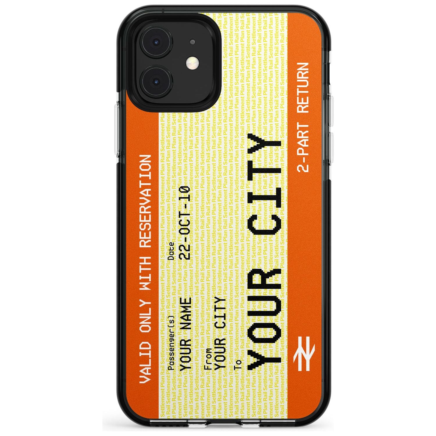 Personalised Create Your Own Train Ticket Black Impact Phone Case for iPhone 11 Pro Max