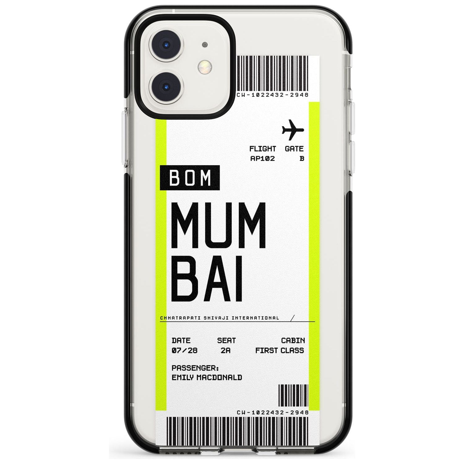 Mumbai Boarding Pass iPhone Case  Black Impact Custom Phone Case - Case Warehouse