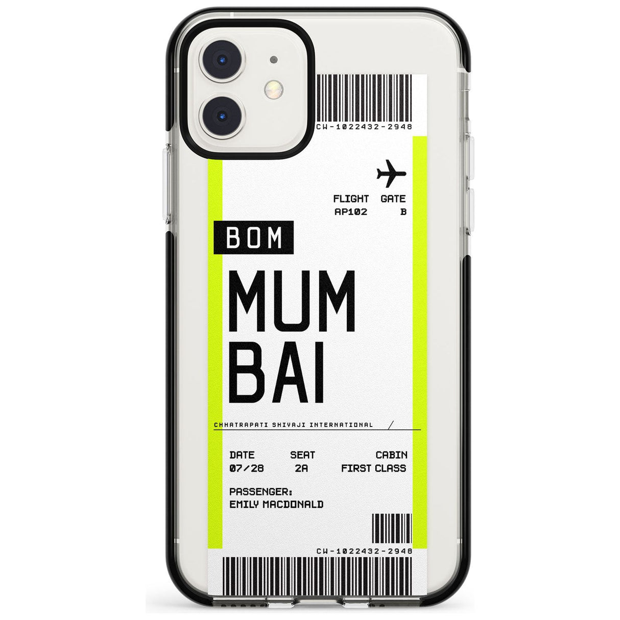 Mumbai Boarding Pass iPhone Case  Black Impact Custom Phone Case - Case Warehouse