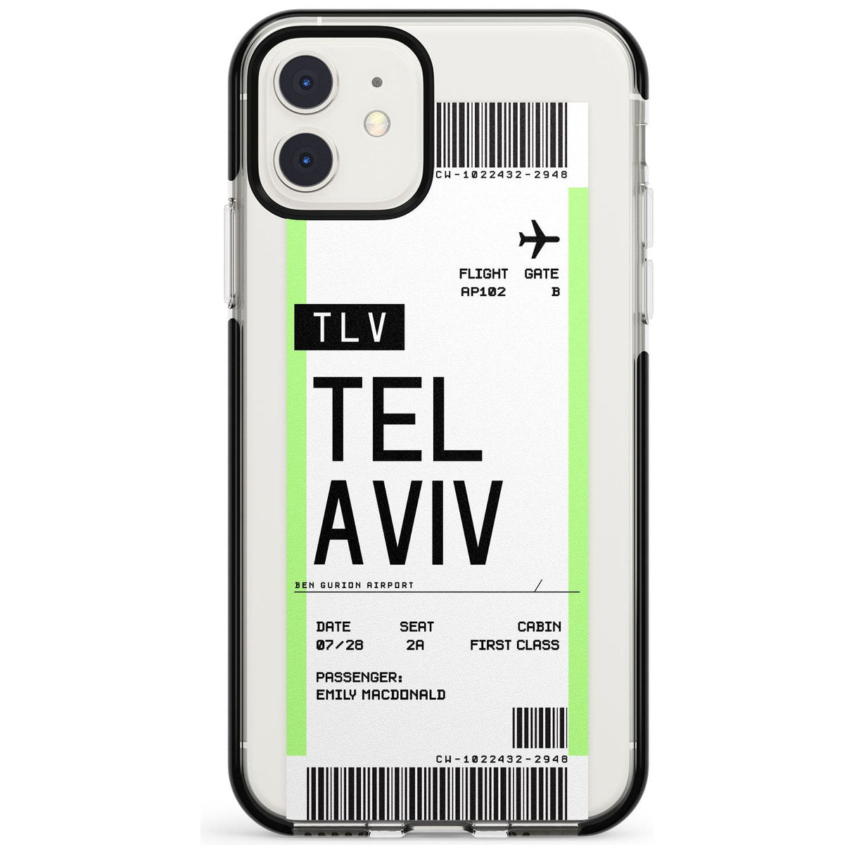 Tel Aviv Boarding Pass iPhone Case  Black Impact Custom Phone Case - Case Warehouse