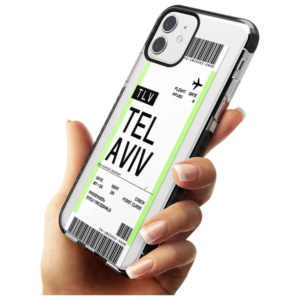 Tel Aviv Boarding Pass iPhone Case   Custom Phone Case - Case Warehouse