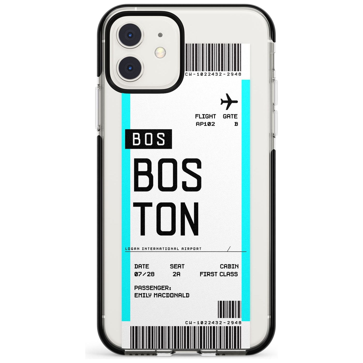 Boston Boarding Pass iPhone Case  Black Impact Custom Phone Case - Case Warehouse