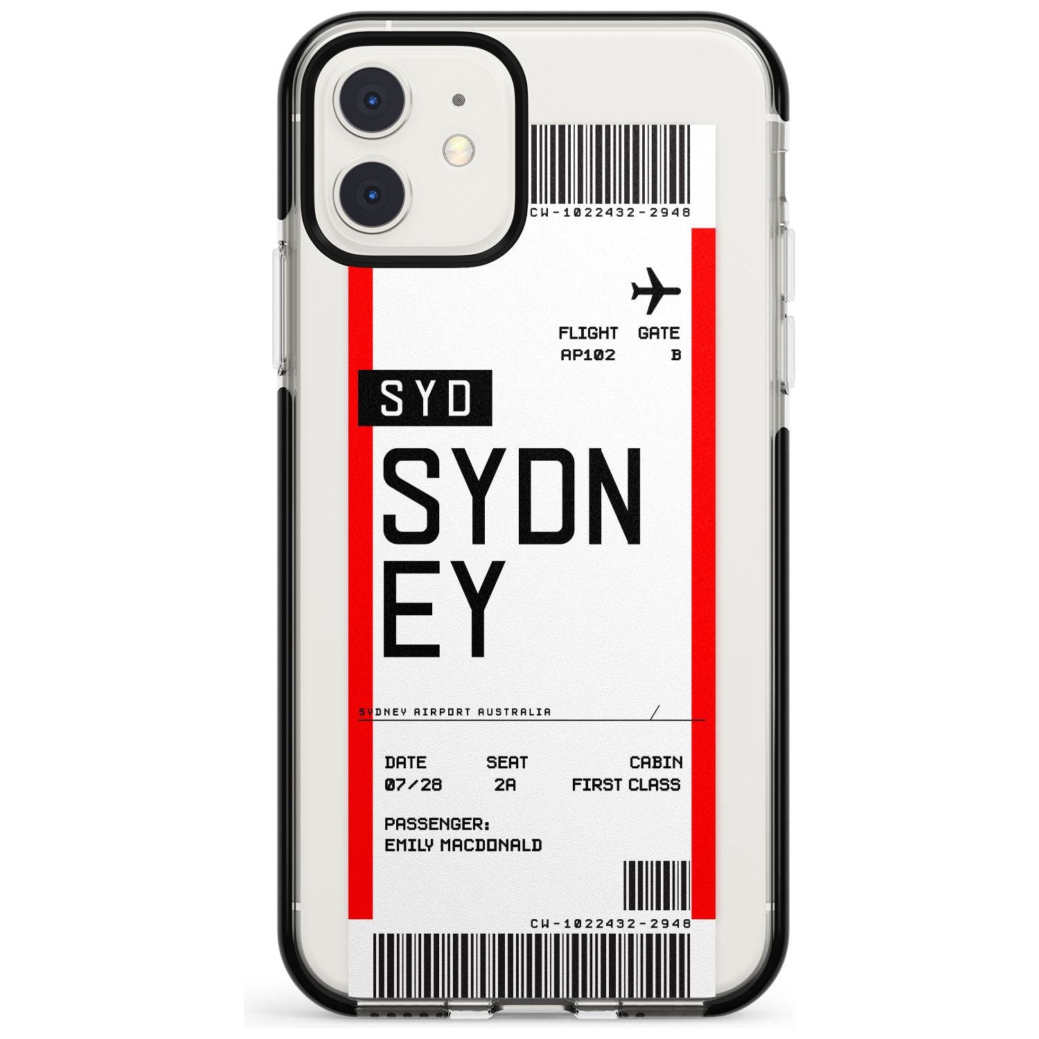 Sydney Boarding Pass iPhone Case  Black Impact Custom Phone Case - Case Warehouse