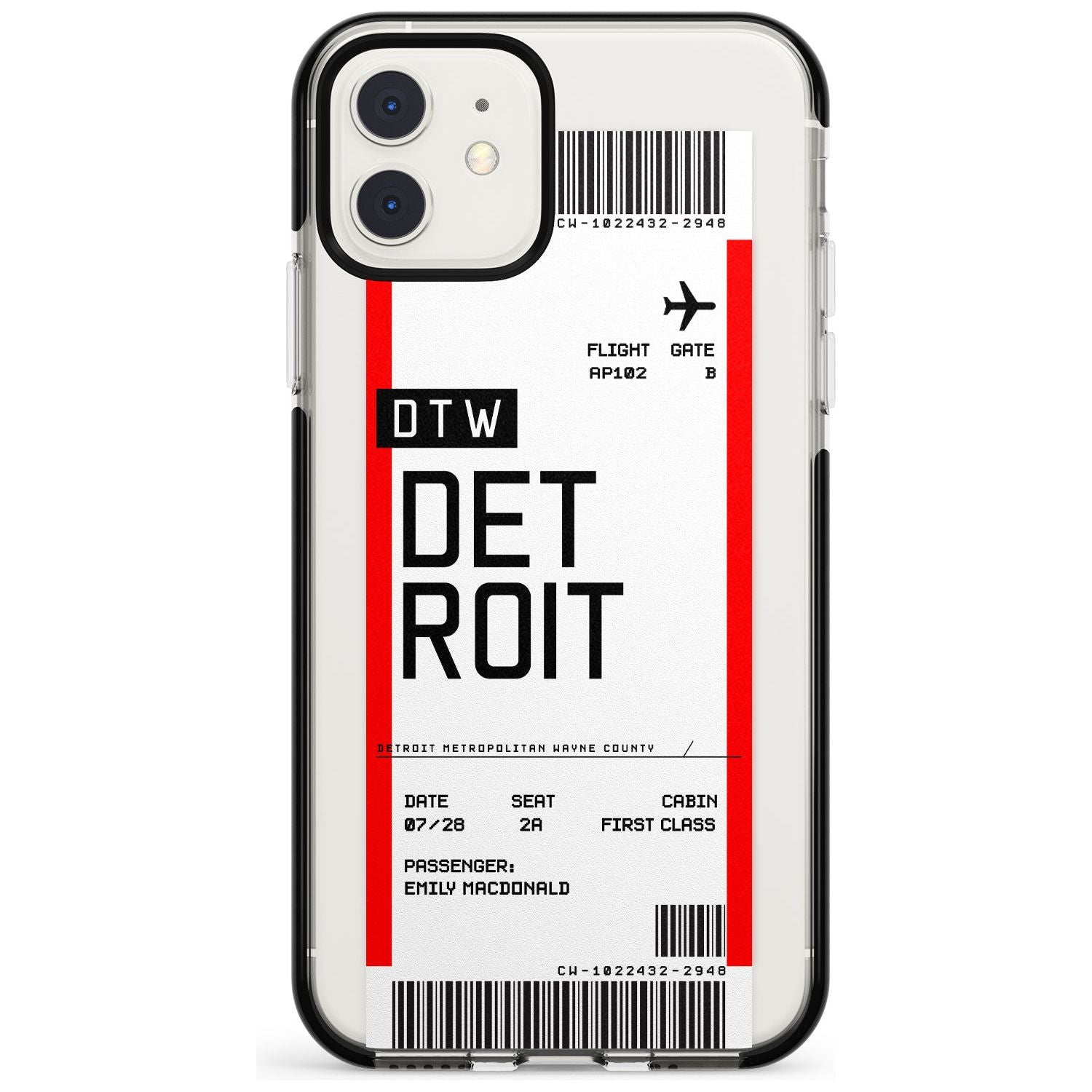 Detroit Boarding Pass iPhone Case  Black Impact Custom Phone Case - Case Warehouse
