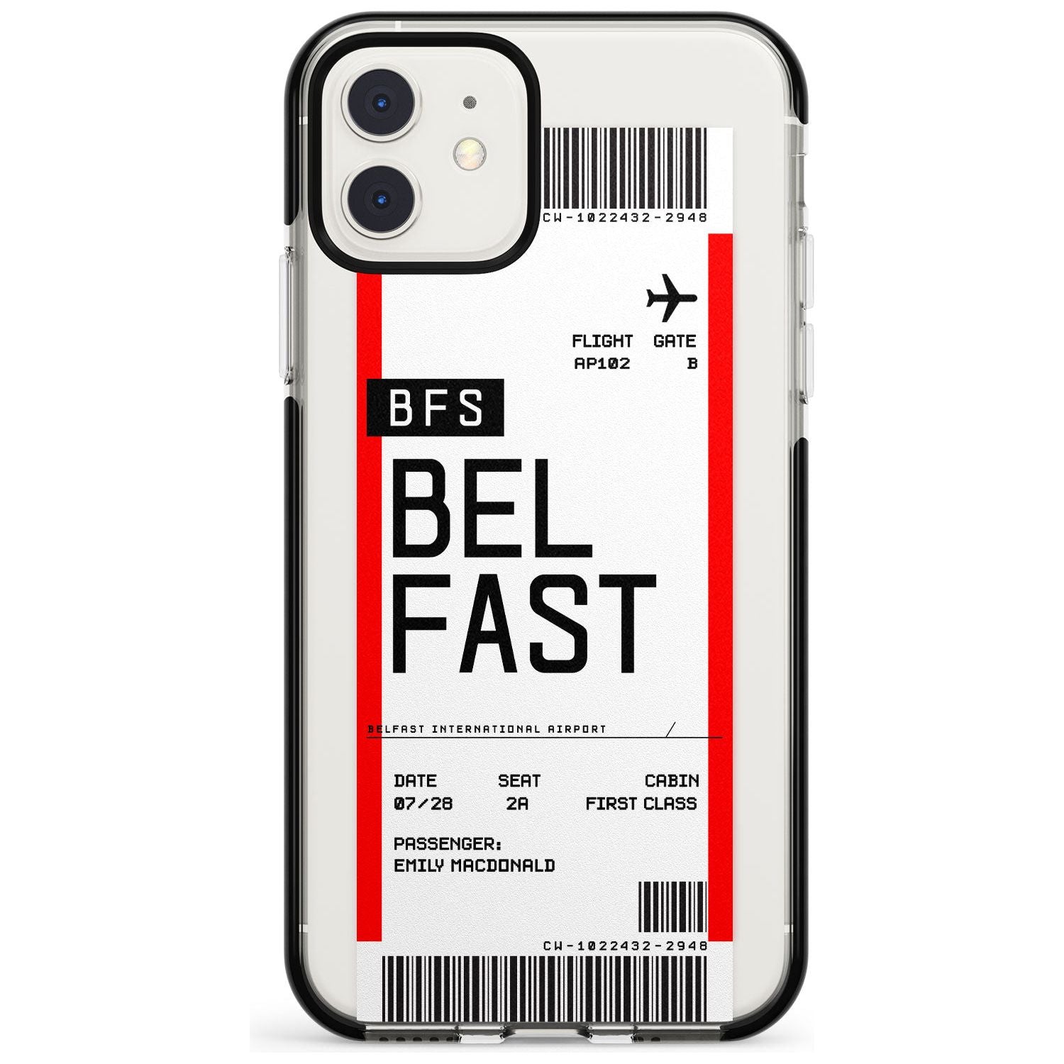 Belfast Boarding Pass  Black Impact Custom Phone Case - Case Warehouse