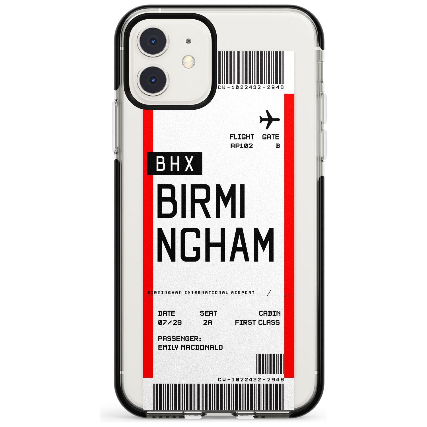 Birmingham Boarding Pass  Black Impact Custom Phone Case - Case Warehouse
