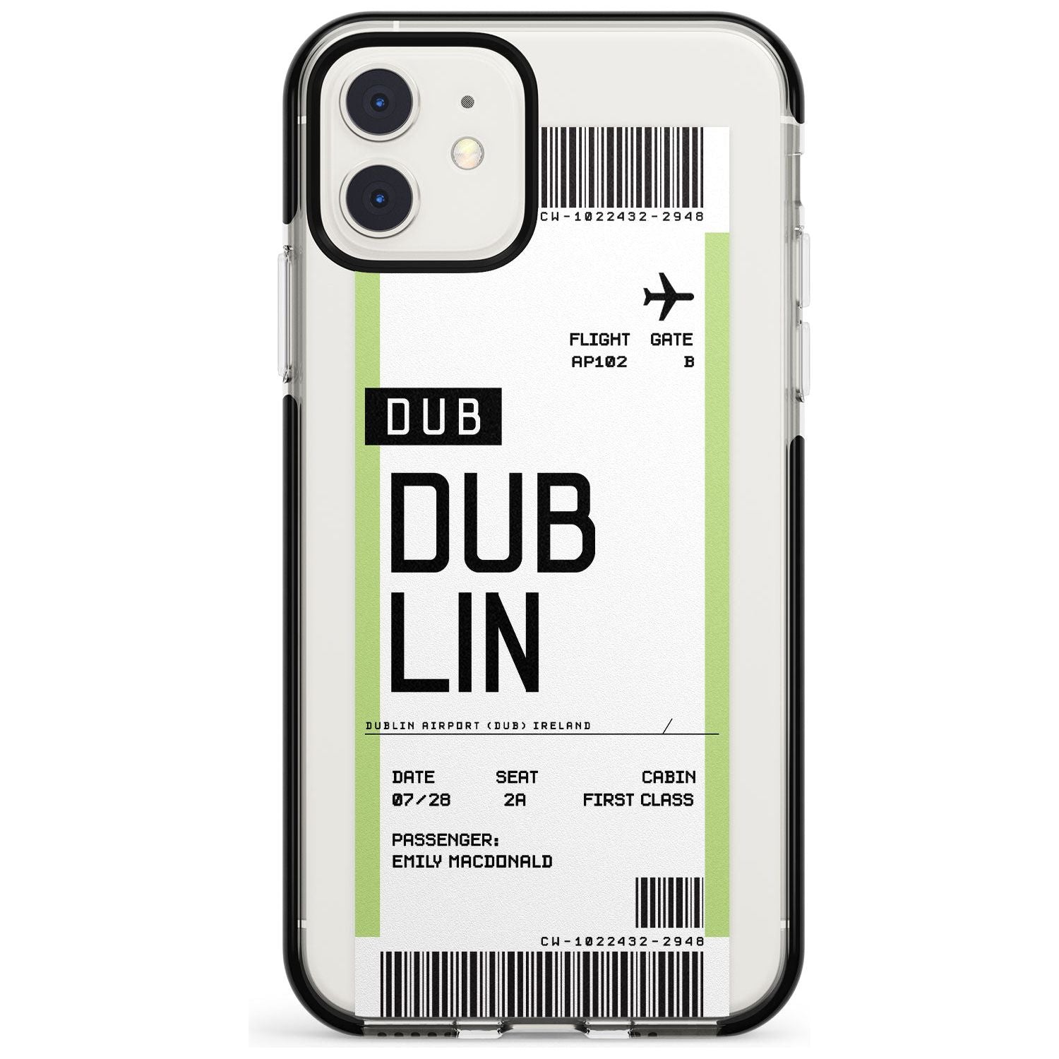 Dublin Boarding Pass iPhone Case  Black Impact Custom Phone Case - Case Warehouse