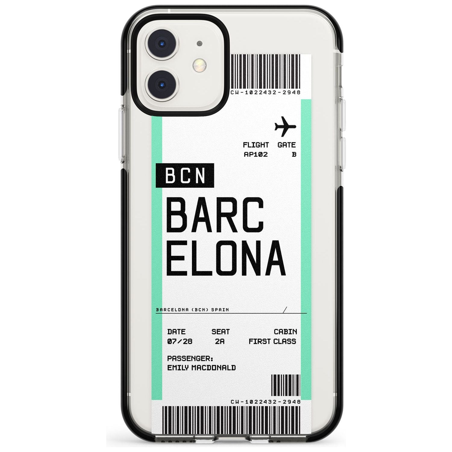 Barcelona Boarding Pass iPhone Case  Black Impact Custom Phone Case - Case Warehouse