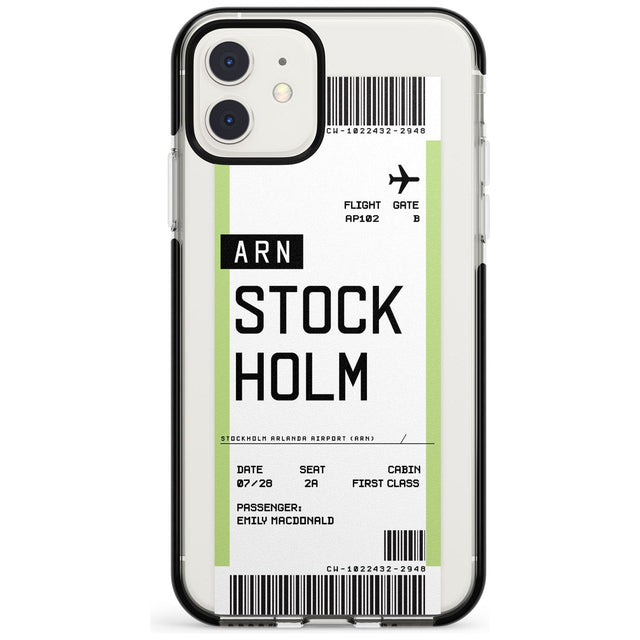 Stockholm Boarding Pass iPhone Case  Black Impact Custom Phone Case - Case Warehouse