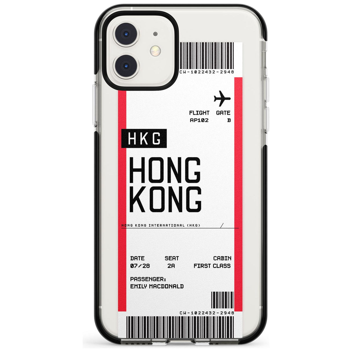Hong Kong Boarding Pass iPhone Case  Black Impact Custom Phone Case - Case Warehouse