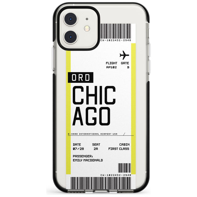 Chicago Boarding Pass iPhone Case  Black Impact Custom Phone Case - Case Warehouse