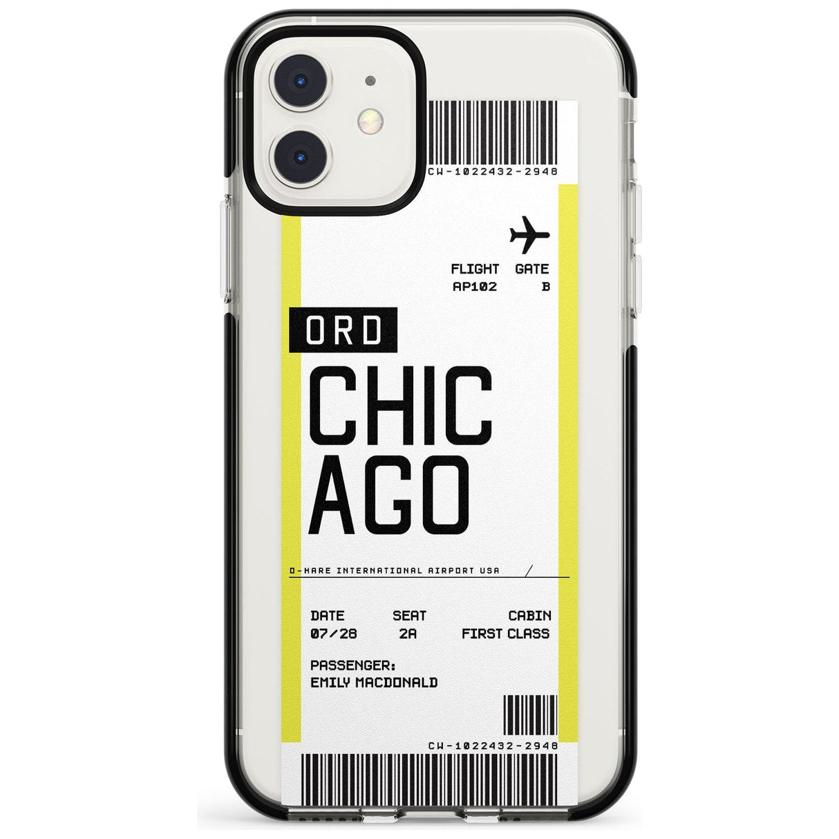 Chicago Boarding Pass iPhone Case  Black Impact Custom Phone Case - Case Warehouse