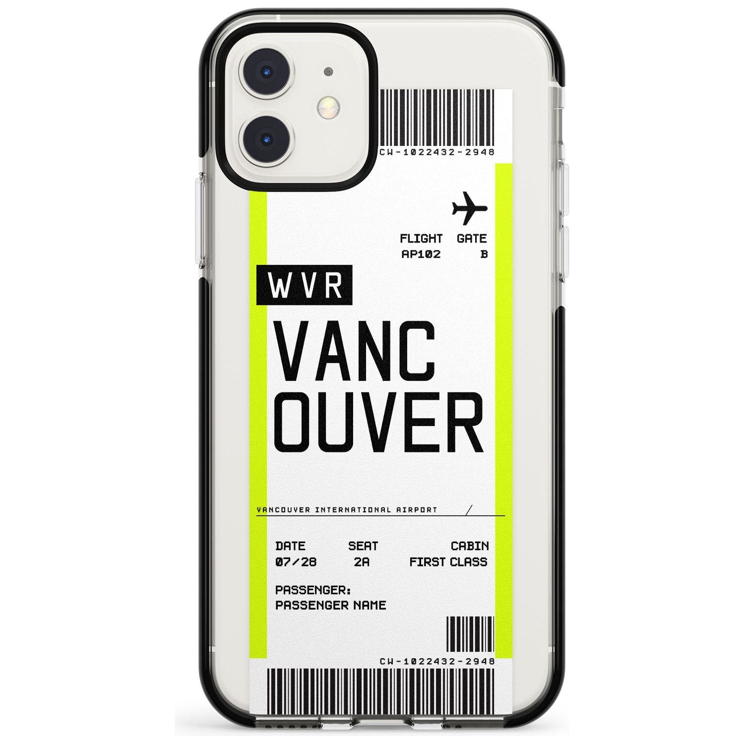 Vancouver Boarding Pass iPhone Case  Black Impact Custom Phone Case - Case Warehouse