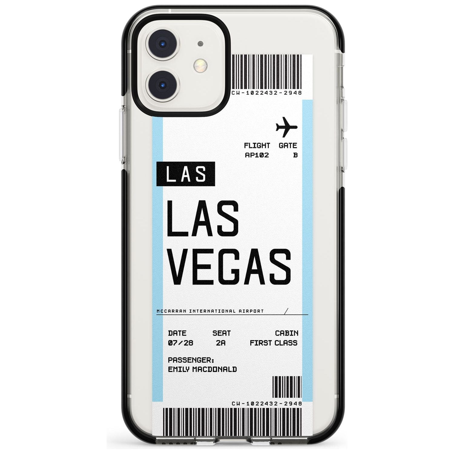 Las Vegas Boarding Pass iPhone Case  Black Impact Custom Phone Case - Case Warehouse
