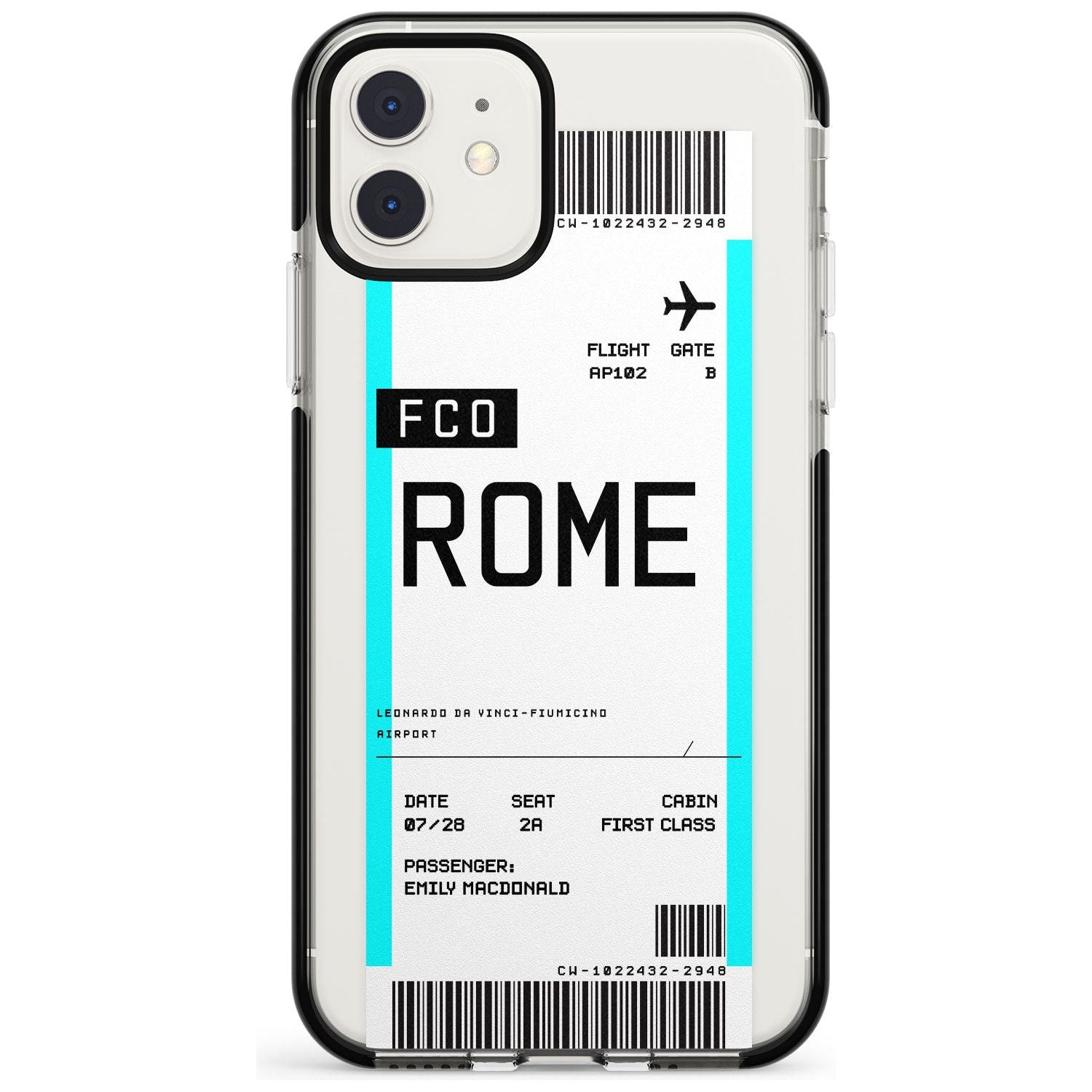 Rome Boarding Pass iPhone Case  Black Impact Custom Phone Case - Case Warehouse