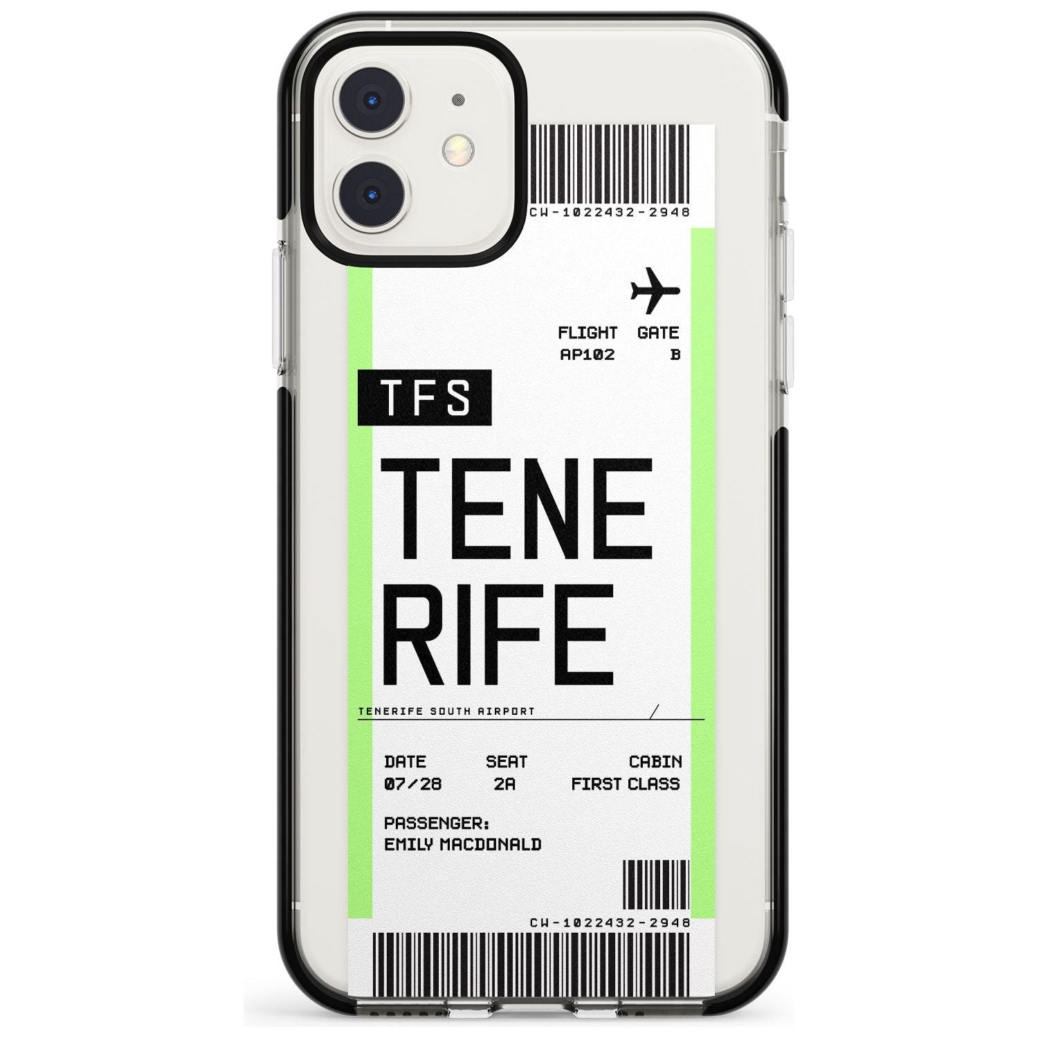 Tenerife Boarding Pass iPhone Case  Black Impact Custom Phone Case - Case Warehouse