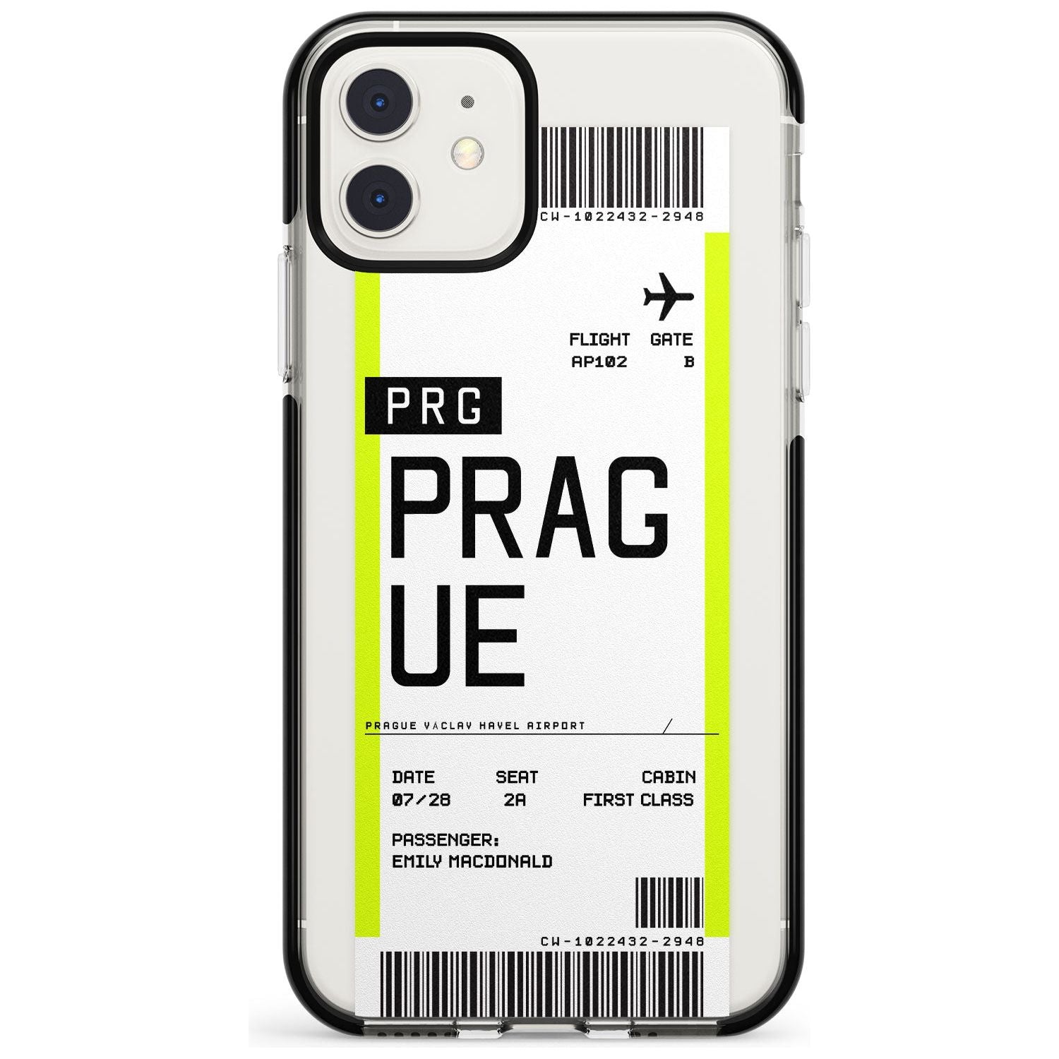 Prague Boarding Pass  Black Impact Custom Phone Case - Case Warehouse