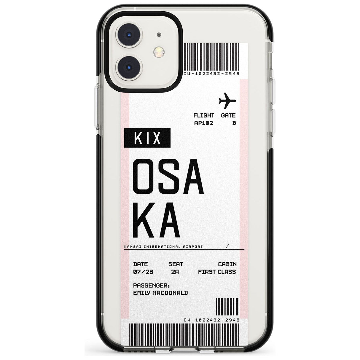 Osaka Boarding Pass iPhone Case  Black Impact Custom Phone Case - Case Warehouse