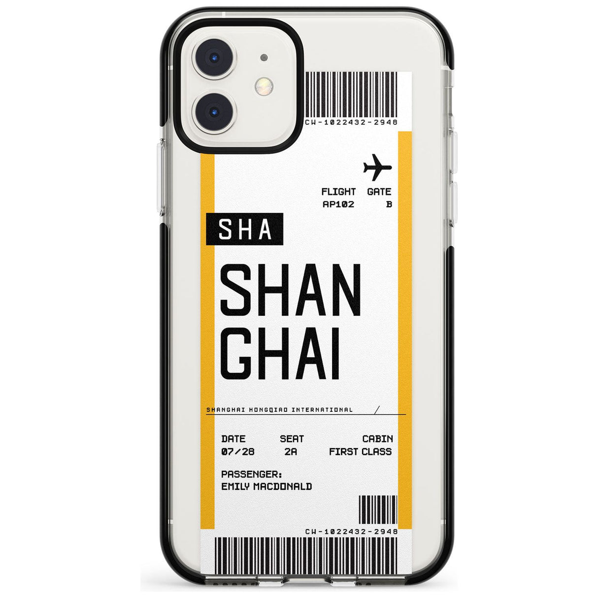 Shangai Boarding Pass iPhone Case  Black Impact Custom Phone Case - Case Warehouse