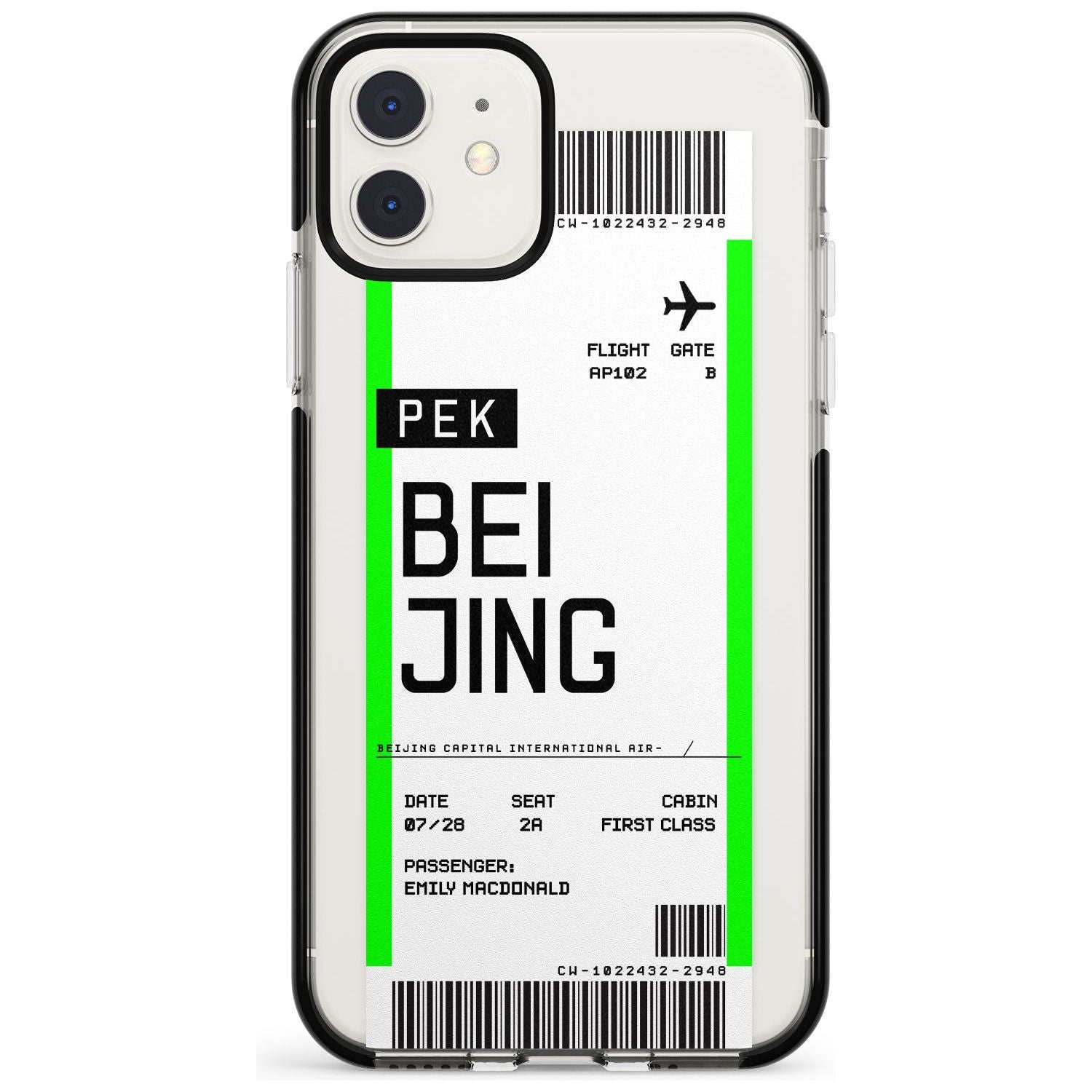 Beijing Boarding Pass iPhone Case  Black Impact Custom Phone Case - Case Warehouse
