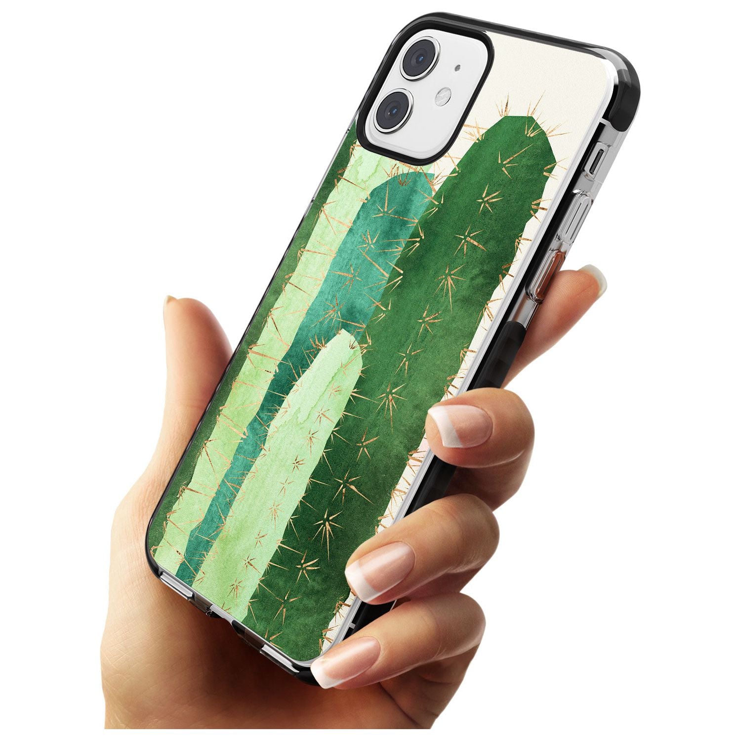 Large Cacti Mix Design Black Impact Phone Case for iPhone 11